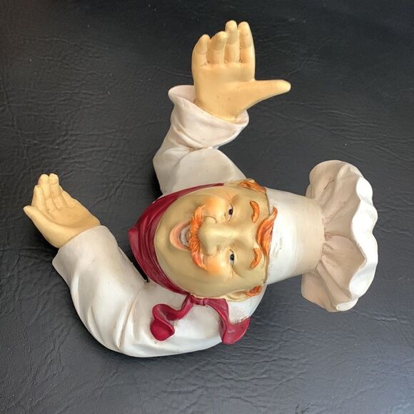 Pampered Italian Chef Wine Bottle Holder Ceramic Bust Red Neck Scarf White Hat - Picture 6 of 14